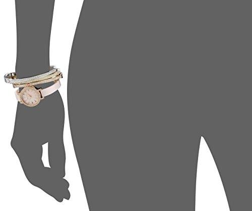 Anne Klein Women's AK/2180BLST Swarovski Crystal Accented Rose Gold-Tone and Blush Pink Ceramic Bangle Watch and Bracelet Set