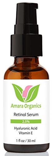 Amara Organics Retinol Serum 2.5% with Hyaluronic Acid & Vitamin E, 1 fl. oz.