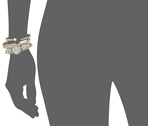 Anne Klein Women's AK/2482IVST Swarovski Crystal Accented Gold-Tone and Ivory Watch and Bangle Set