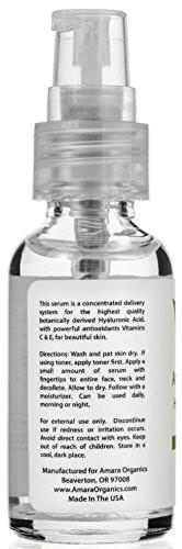 Amara Organics Hyaluronic Acid Serum for Skin with Vitamin C & E, 1 fl. oz.
