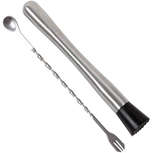 10" Cocktail Muddler & Mixing Spoon - Make Flavour Bursting Cocktails With Ease - Arctic Chill! (1, 0.5 LB)