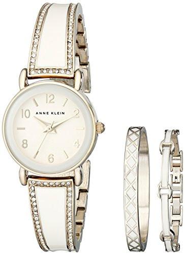 Anne Klein Women's AK/2052IVST Swarovski Crystal Stainless Steel Watch Set