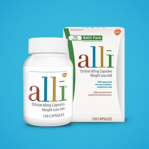 alli Orlistat FDA Approved 60 milligram Weight Loss Aid, 120 Capsules