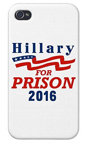 Apple iPhone Custom Case 5 / 5S White Plastic Snap On - "Hillary for Prison 2016" Parody Presidential Candidate Design
