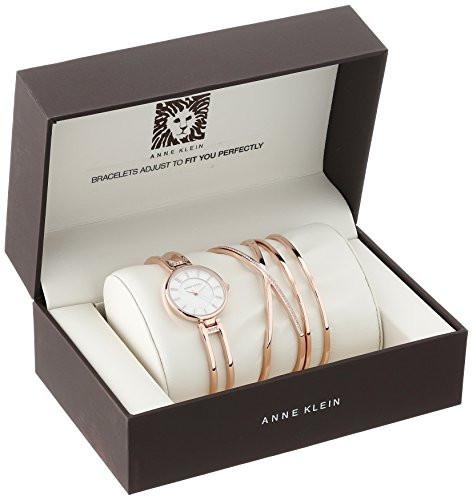 Anne Klein Women's AK/2236RGST Three-Piece Watch and Bracelet Set with Swarovski Crystal Accents