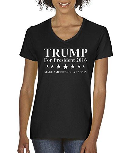 allwitty 1008 - Women's V-Neck T-Shirt Trump President 2016 Election GOP Make America Great Again