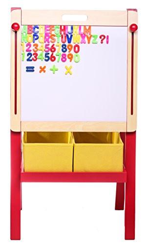 3 in 1 Adjustable Art Easel w/ Magnetic Whiteboard & Blackboard, Dual Storage Bins and Magnetic Letters + Numbers