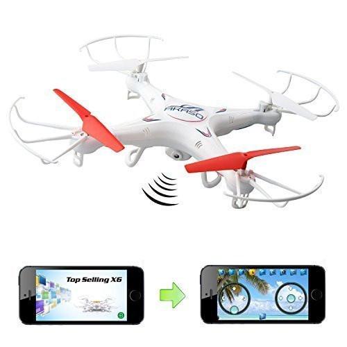 AKASO X5KW App Controlled Drone 4CH 2.4GHz 6-Axis Gyro WiFi FPV Real Time Video Mini RC Quadcopter with 1.3MP HD Camera