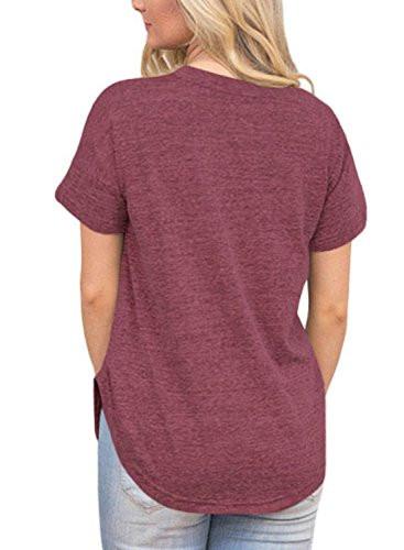 Astylish Women Sexy Cold Shoulder Cut Out Blouse Casual T Shirt Tops Red Large