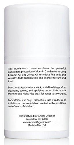 Amara Organics Vitamin C Cream for Face with Coconut Oil, Cocoa Butter & Jojoba Oil, 1.7 fl. oz.