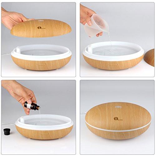 1byone 350ML Elegant Aroma Diffuser Oil Diffuser, Ultrasonic Humidifier with Colorful LED Light, Increases Humidity in Your Home or Office, Add Any Oil or Perfume to Spread the Smell