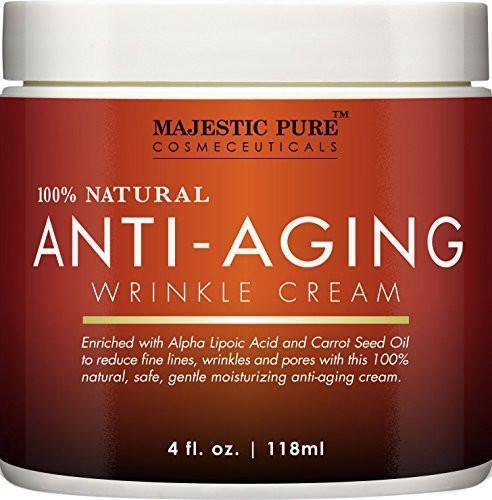 Majestic Pure Anti Aging Cream for Woman and Men, 100% Natural Night Cream, Safe and Gentle, Reduces the Appearance of Wrinkles, 4 fl oz