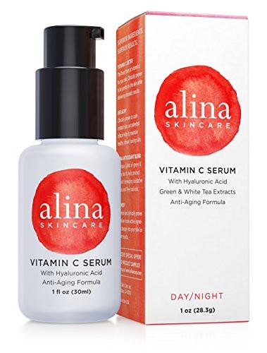 Alina Skin Care Award Winning & Dermatologist Recommended Vitamin C Serum for Reduction of Fines Lines & Wrinkles. Enhances Skin Radiance, Texture and Skin Tone, 1.0 Ounce