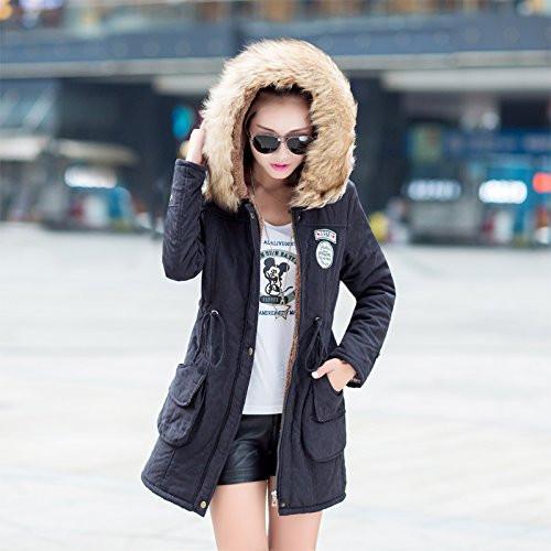Aro Lora Women's Winter Warm Faux Fur Hooded Cotton-padded Coat Parka Long Jacket US 14 Black