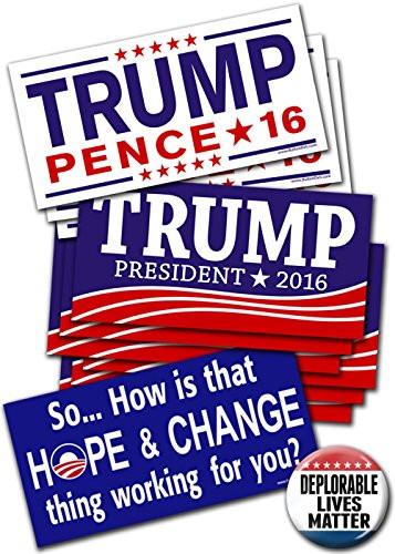 10 Donald Trump Mike Pence Bumper Stickers - 2 designs - 2016 By Button Deli and Marsh Enterprises