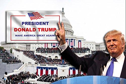 2 Pack -- 3x5ft Commemorative Trump Flag -- Presidental Inauguration Donald Trump -- The 45th U.S. President -- White+Blue -- MAKE AMERICA GREAT AGAIN!!!