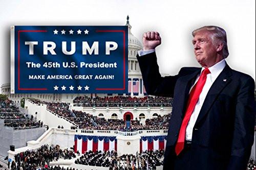2 Pack -- 3x5ft Commemorative Trump Flag -- Presidental Inauguration Donald Trump -- The 45th U.S. President -- White+Blue -- MAKE AMERICA GREAT AGAIN!!!