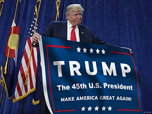 2 Pack -- 3x5ft Commemorative Trump Flag -- Presidental Inauguration Donald Trump -- The 45th U.S. President -- White+Blue -- MAKE AMERICA GREAT AGAIN!!!