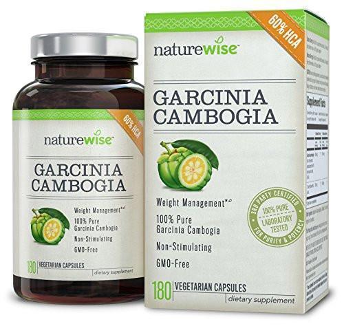 NatureWise 100% Pure Garcinia Cambogia Extract with Superior Absorption, Supports Weight Loss, Curbs Appetite, All Natural, Non-GMO, 180 count