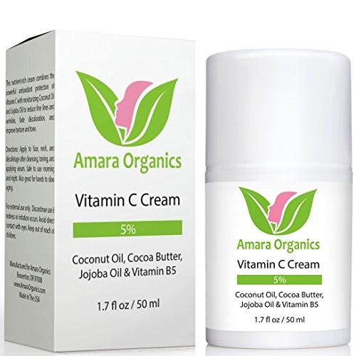 Amara Organics Vitamin C Cream for Face with Coconut Oil, Cocoa Butter & Jojoba Oil, 1.7 fl. oz.