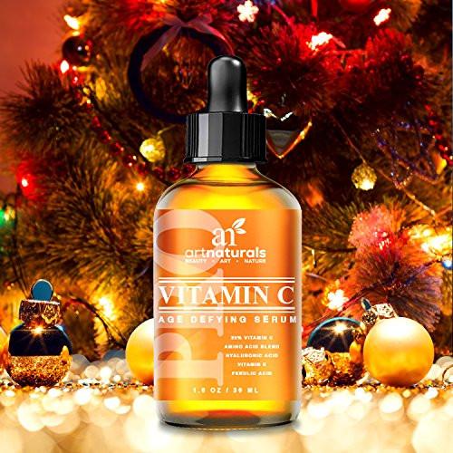 ArtNaturals Anti-Aging Vitamin-C Serum with Hyaluronic Acid & Vit E - Wrinkle Repairs Dark Circles, Fades Age Spots & Sun Damage - Enhanced 20% Top Vitamin C Super Strength - Organic Ingredients, 1 Oz