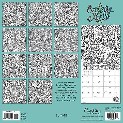2017 Monthly Wall Adult Coloring Calendar - High Quality Thick Paper - A Colorful Year