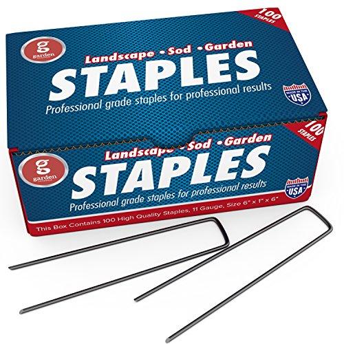 100 Garden Staples - Professional Grade - Full 6" Length - Durable 11 Gauge Metal Steel - (Also Called Sod Staples, Garden Spikes, Fence Anchors, Landscape Fabric Staples, Anchor Pins, Garden Pegs, Loop Stakes)