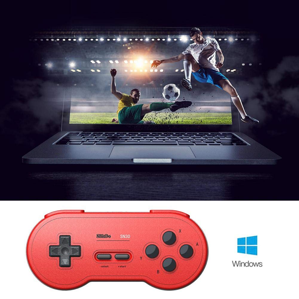 Asiproper SN30 retro trådlös Bluetooth Joystick gamepad controller för niondisk switch spelkonsol Android PC telefon Mac OS, röd
